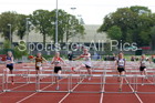 Girls under-13s 70 metres hurdles, 2019 North Eastern Track and Field Champs., Middlesbrough. Photo:  David T. Hewitson/Sports for All Pics